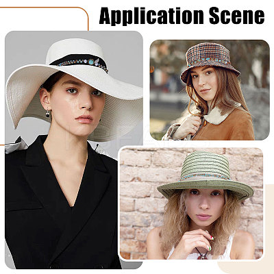 3Pcs 3 Styles Cotton with Glass & Plastic Beads Hat Bands DIY-CA0007-55-1