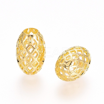 Rack Plating Brass Filigree Beads KK-D530-08G-1