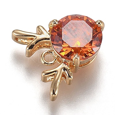 Golden Plated Brass Micro Pave Cubic Zirconia Charms ZIRC-H105-02-1