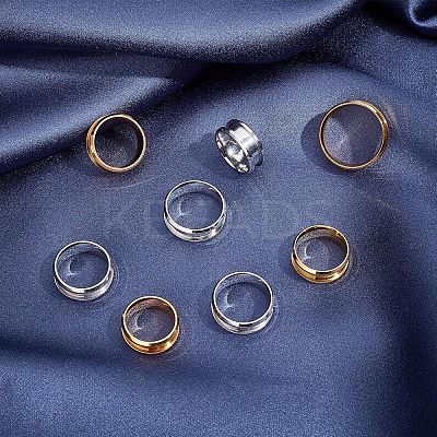 8Pcs 8 Style 201 Stainless Steel Grooved Finger Ring Settings MAK-UN0001-37-1