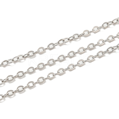 Anti-Tarnish Rhodium Plated 925 Sterling Silver Flat Cable Chains STER-F052-04P-04-1