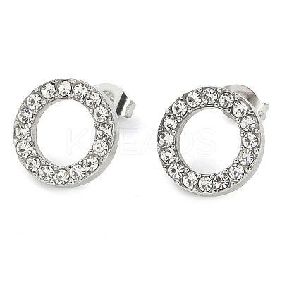 Ring 304 Stainless Steel Crystal Rhinestone Pendant Necklaces & Bracelets & Stud Earrings Sets for Women SJEW-C004-09P-01-1