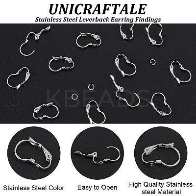 40Pcs 304 Stainless Steel Leverback Earring Findings STAS-UN0052-48-1