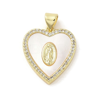 Shell Heart Pendants KK-E091-01G-1