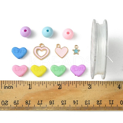 DIY Round & Heart Acrylic Beads Bracelets Jewelry Kits DIY-FS0006-28-1