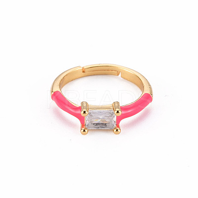 Adjustable Brass Micro Pave Clear Cubic Zirconia Finger Rings RJEW-S045-078-NR-1