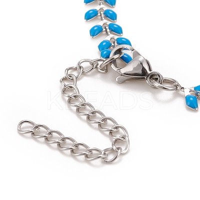 Enamel Wheat Link Chain Necklace NJEW-P220-02P-06-1