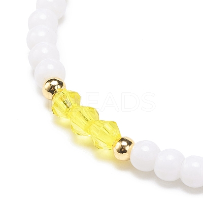 Resin Evil Eye & Acrylic Beaded Stretch Bracelet for Women BJEW-JB08609-02-1
