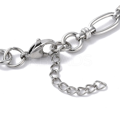 Non-Tarnish 304 Stainless Steel Oval & Ring Link Chain Bracelets for Women BJEW-D028-01P-1