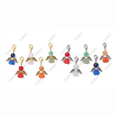 20Pcs 10 Styles Angel Glass & Acrylic Pendant Decorations HJEW-SZ00003-1