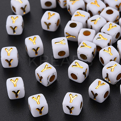 Opaque White Acrylic Beads MACR-Q242-010Y-1