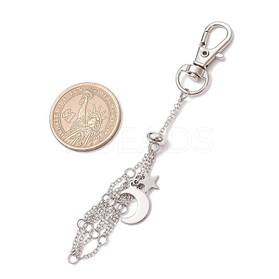 Moon Alloy Swivel Lobster Claw Clasps & Brass Cable Chains AJEW-JB01337-02-1