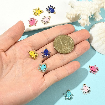 10Pcs 5 Colors Ion Plating(IP) 201 Stainless Steel Charms STAS-YW0003-45-1