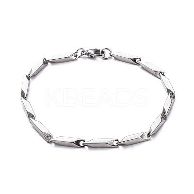 Tarnish Resistant Unisex 201 Stainless Steel Bar Link Chain Bracelets LS-BJEW-L637-35C-P-1