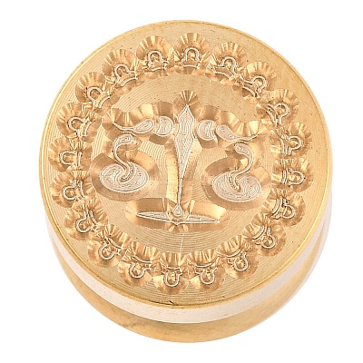 Golden Tone Round Wax Seal Brass Stamp Heads AJEW-S087-02G-11-1