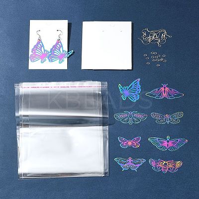 DIY Butterfly 201 Stainless Steel Etched Metal Embellishments Dangle Earring Jewelry Making Kits DIY-FS0007-47-1
