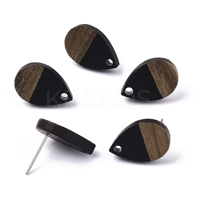 Resin & Walnut Wood Stud Earring Findings MAK-N032-002A-B01-1