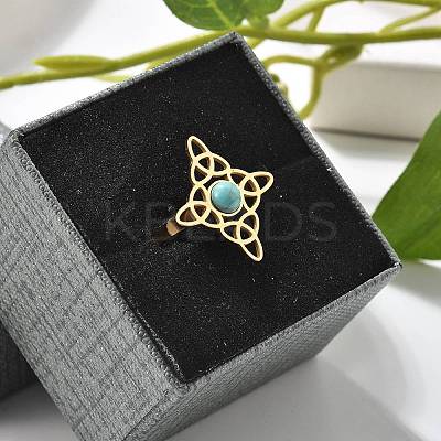 Synthetic Turquoise Finger Rings LS-RJEW-I110-02G-01-1