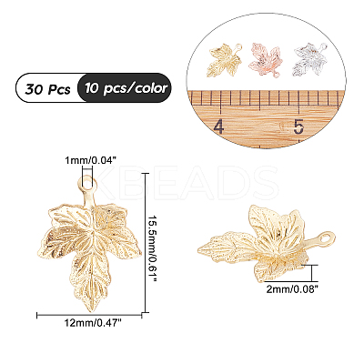 30Pcs 3 Colors Brass Pendants KK-AR0002-30-1