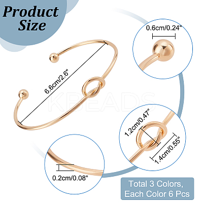18Pcs 3 Colors Iron Heart Open Cuff Bangle for Women BJEW-NB0001-05-1