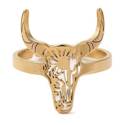 Cattle 201 Stainless Steel Adjustable Rings for Women LS-RJEW-F163-02G-1