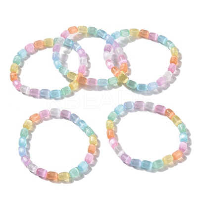 Dyed Natural Selenite Oval Beaded Stretch Bracelet for Women BJEW-I312-03A-1