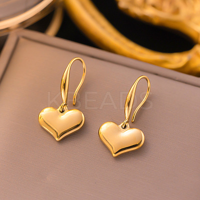 304 Stainless Steel Heart Dangle Earrings for Women EJEW-G417-02G-1
