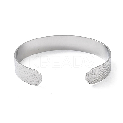 304 Stainless Steel Hammered Cuff Bangles for Women BJEW-Z078-11P-1