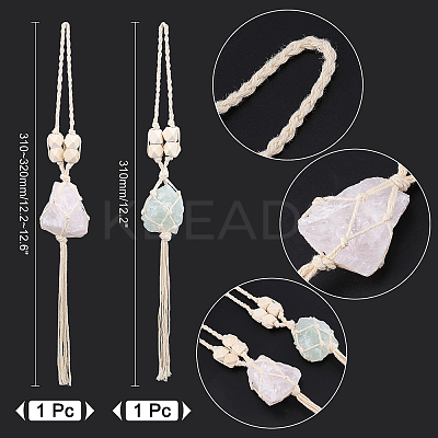 2Pcs 2 Styles Natural Gemstone Pendant Decoratinon HJEW-CA0001-13-1