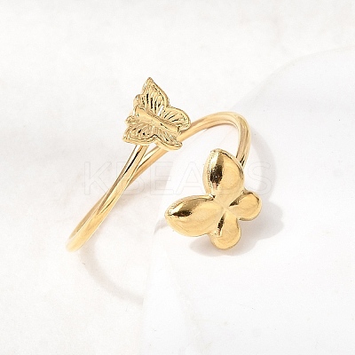 304 Stainless Steel Cuff Rings for Women LS-RJEW-K312-03G-1