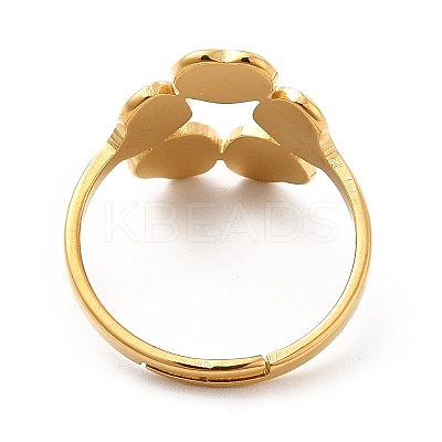 Ion Plating(IP) 201 Stainless Steel Flower Adjustable Ring for Women RJEW-F131-05G-1