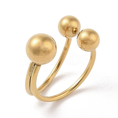 Ion Plating(IP) 304 Stainless Steel Round Cuff Rings for Women RJEW-G315-05G-1