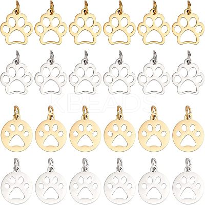 24Pcs 2 Style 304 Stainless Steel Pendants STAS-UN0032-32-1