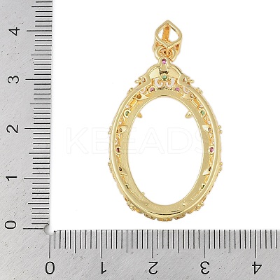 Oval Brass Micro Pave Cubic Zirconia Pendant Cabochon Settings KK-U026-18G-1