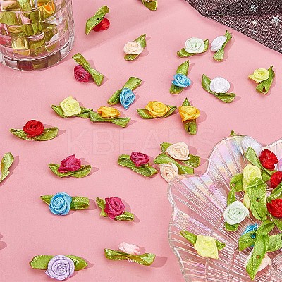 200Pcs 10 Colors Polyester Rose Ornaments DIY-GF0006-84-1