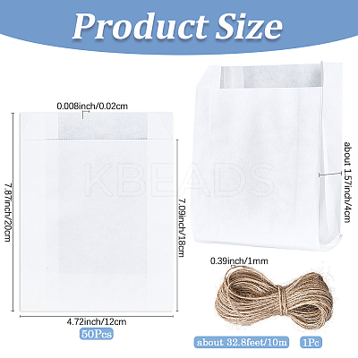 50Pcs Rectangle Paper Baking Bags CARB-SP0001-05B-01-1