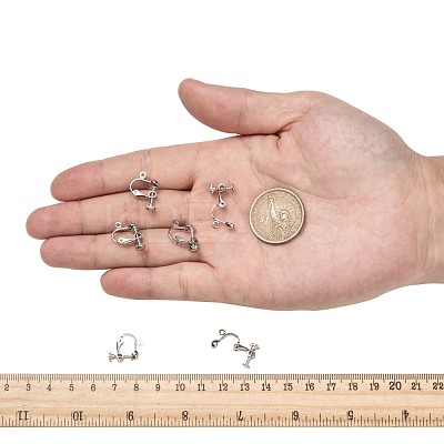 Brass Screw On Clip-on Earring Dangling Charms Pendants Setting Findings KK-M019-01P-1
