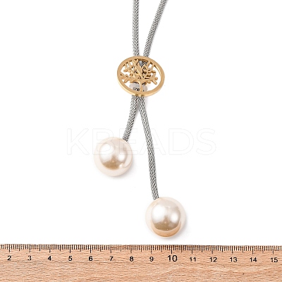304 Stainless Steel Tree of Life Lariat Necklaces for Women NJEW-B149-04GP-02-1