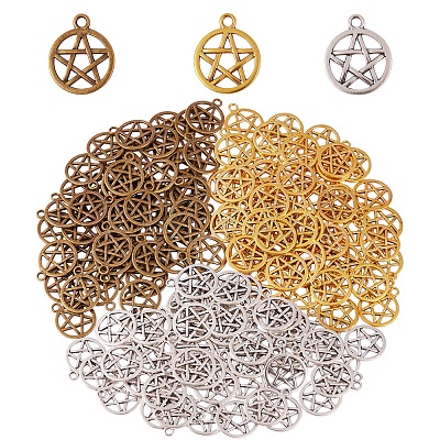 150Pcs 3 Colors Tibetan Style Alloy Wicca Charms TIBEP-SZ0001-05-1