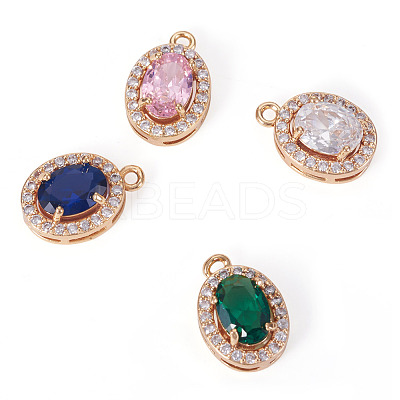 4Pcs 4 Colors Brass Micro Pave Cubic Zirconia Pendants KK-TA0002-58-1