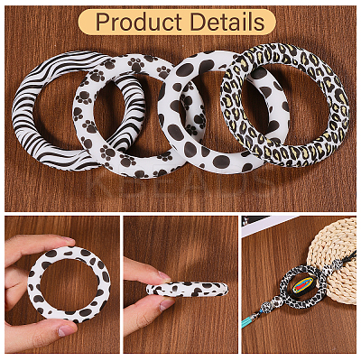 15Pcs 10 Styles Ring & Round Food Grade Silicone Focal Beads SIL-CA0004-53-1