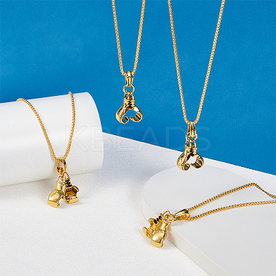 4Pcs Alloy Gloves Pendant Necklaces NJEW-UN0001-62AG-1