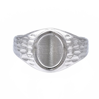 Non-Tarnish 304 Stainless Steel Oval Open Cuff Ring RJEW-T023-54P-1