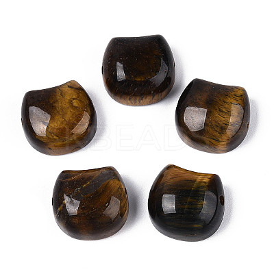 Natural Tiger Eye Cat Head Shape Beads G-T144-05B-1