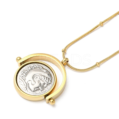 Ion Plating(IP) 304 Stainless Steel Rotatable Alexander Pendants Necklaces NJEW-K259-07G-1