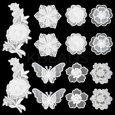 14Pcs 7 Style Lace Embroidery Sewing Fiber Ornaments DIY-GF0006-18-1