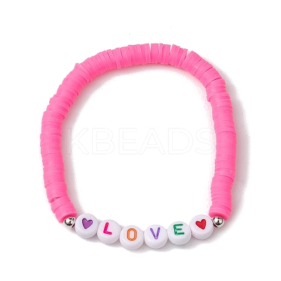 3Pcs 3 Colors Polymer Clay Disc Beaded Stretch Bracelet Sets BJEW-JB10441-02-1