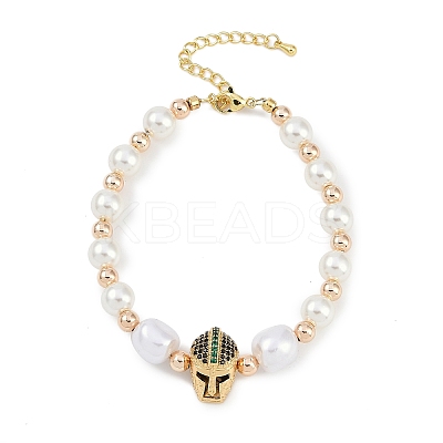 Rack Plating Brass Micro Pave Cubic Zirconia Charm Bracelets BJEW-P341-13G-01-1