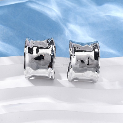 Brass C-Shaped Stud Earrings EJEW-R025-37P-1