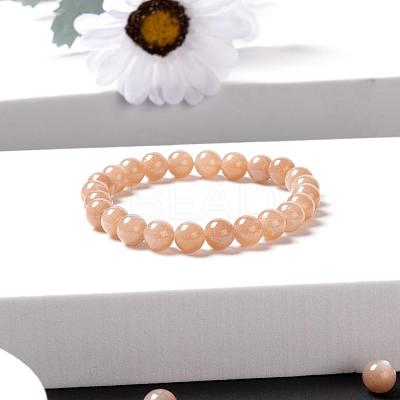 100Pcs 8mm Grade AAA Natural Gemstone Sunstone Round Beads DIY-LS0002-56-1